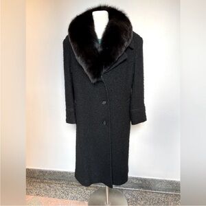 A truly stunning Boucle Wool Coat coat with amazing large Fox collar